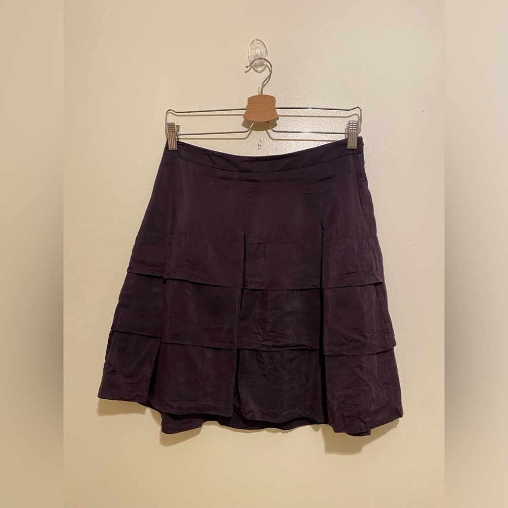 GAP Y2K Dark Purple A-Line Tiered Skirt Silk Blend . Size 2